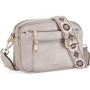 Telena Women Grey Trendy Vegan Leather Shoulder Handbags With Adjustable Strap